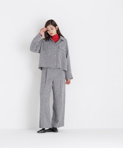 NATURAL BEAUTY BASIC(ナチュラルビューティーベーシック)の「カラミ調シャツハオリ SETUP ワイドパンツ(その他パンツ・レディース・グレー/ブラウン・SMALL/MEDIUM)」の8枚目の写真