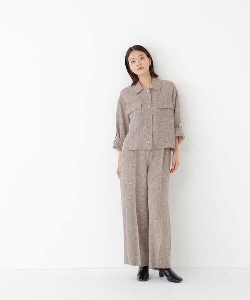 NATURAL BEAUTY BASIC(ナチュラルビューティーベーシック)の「カラミ調シャツハオリ SETUP ワイドパンツ(その他パンツ・レディース・グレー/ブラウン・SMALL/MEDIUM)」の14枚目の写真