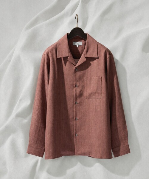 ABAHOUSE GRAY(アバハウスグレイ)の「【リネンライク】吸水速乾 オープンカラー 長袖シャツ(シャツ/ブラウス・メンズ・ホワイト/ブラック/オレンジ系その他/ライトベージュ・46/48/50)」の4枚目の写真