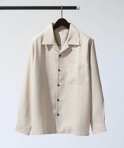 ABAHOUSE GRAY(アバハウスグレイ)の「【リネンライク】吸水速乾 オープンカラー 長袖シャツ(シャツ/ブラウス・メンズ・ホワイト/ブラック/オレンジ系その他/ライトベージュ・46/48/50)」の3枚目の写真
