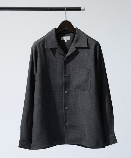 ABAHOUSE GRAY(アバハウスグレイ)の「【リネンライク】吸水速乾 オープンカラー 長袖シャツ(シャツ/ブラウス・メンズ・ホワイト/ブラック/オレンジ系その他/ライトベージュ・46/48/50)」の6枚目の写真