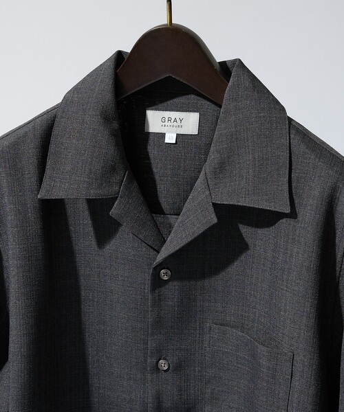 ABAHOUSE GRAY(アバハウスグレイ)の「【リネンライク】吸水速乾 オープンカラー 長袖シャツ(シャツ/ブラウス・メンズ・ホワイト/ブラック/オレンジ系その他/ライトベージュ・46/48/50)」の8枚目の写真