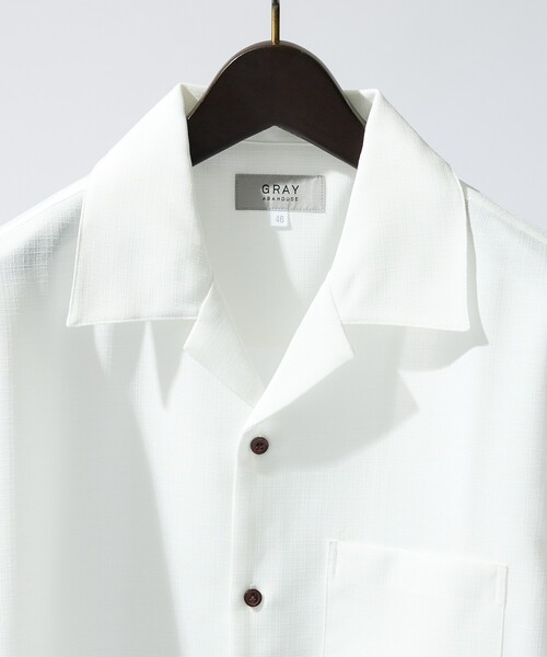 ABAHOUSE GRAY(アバハウスグレイ)の「【リネンライク】吸水速乾 オープンカラー 長袖シャツ(シャツ/ブラウス・メンズ・ホワイト/ブラック/オレンジ系その他/ライトベージュ・46/48/50)」の21枚目の写真