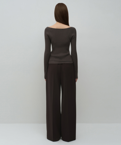 MUSINSA STANDARD WOMAN（ムシンサスタンダードウーマン）の「ウィメンズ ローウエスト ディープタック エクストラワイド ヒドゥンバンディング スラックス [ダークブラウン]（スラックス・レディース・その他・27/26/25/24/29/28/30）」の3枚目の写真