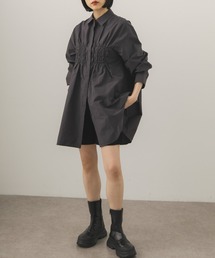 フロントシャーリングシャツワンピース