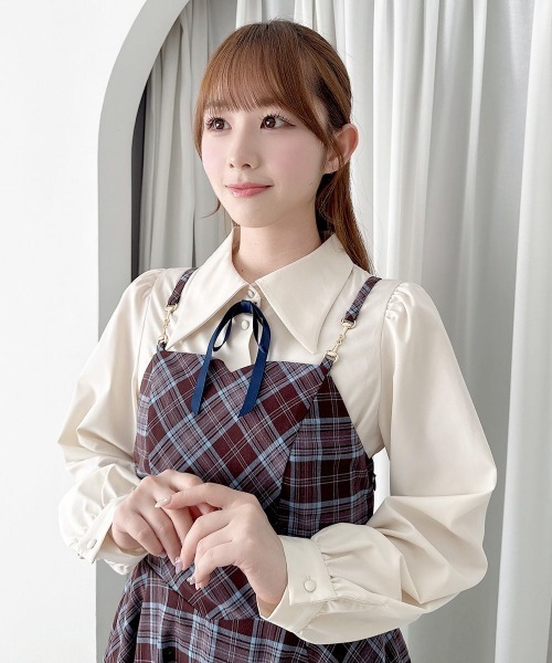 F i.n.t(フィント)の「ビット使いランダムヘムチェックキャミワンピース(ワンピース・レディース・ブルー系その他/ベージュ系その他・FREE)」の4枚目の写真