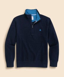 BROOKS BROTHERS | コットン フレンチリブ GFロゴ ハーフジップ モックネックプルオーバー(スウェット)