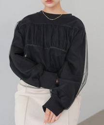 ショート丈チュールレイヤードスウェット