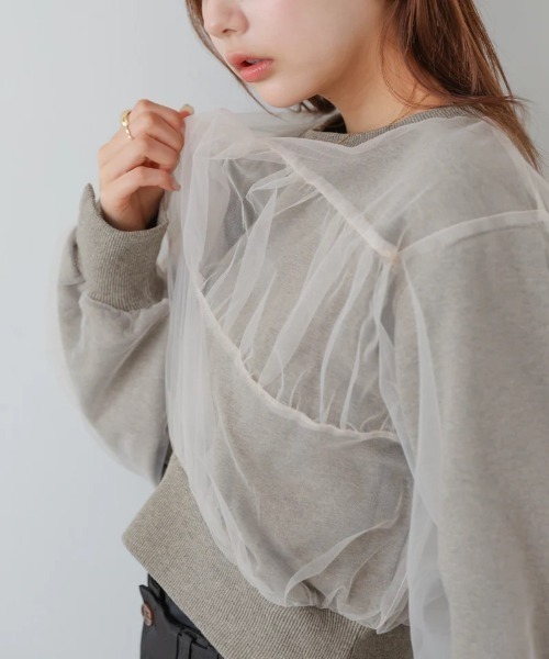 Bab(バブ)の「ショート丈チュールレイヤードスウェット(その他トップス・レディース・ネイビー/ホワイト/ブラック/ブラウン系その他2・FREE)」の14枚目の写真