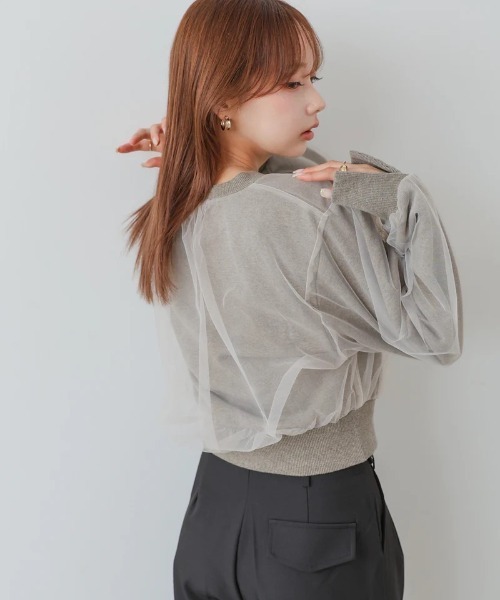Bab(バブ)の「ショート丈チュールレイヤードスウェット(その他トップス・レディース・ネイビー/ホワイト/ブラック/ブラウン系その他2・FREE)」の15枚目の写真