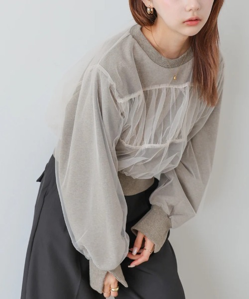 Bab(バブ)の「ショート丈チュールレイヤードスウェット(その他トップス・レディース・ネイビー/ホワイト/ブラック/ブラウン系その他2・FREE)」の18枚目の写真