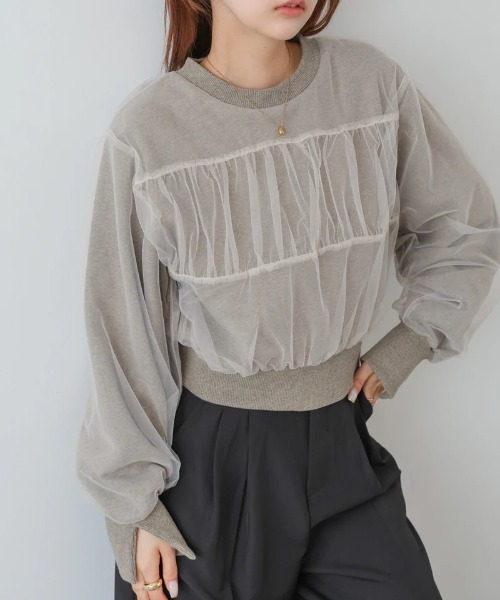 Bab(バブ)の「ショート丈チュールレイヤードスウェット(その他トップス・レディース・ネイビー/ホワイト/ブラック/ブラウン系その他2・FREE)」の16枚目の写真