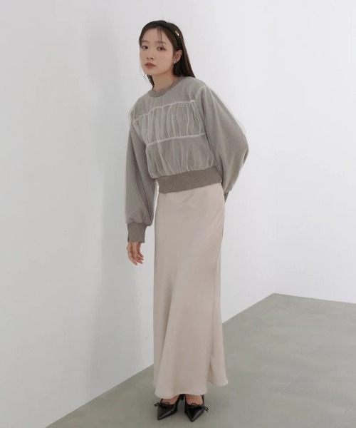 Bab(バブ)の「ショート丈チュールレイヤードスウェット(その他トップス・レディース・ネイビー/ホワイト/ブラック/ブラウン系その他2・FREE)」の8枚目の写真