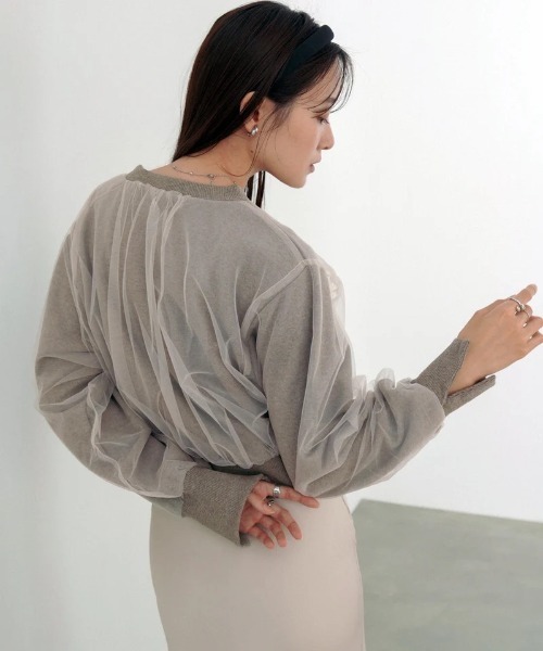 Bab(バブ)の「ショート丈チュールレイヤードスウェット(その他トップス・レディース・ネイビー/ホワイト/ブラック/ブラウン系その他2・FREE)」の11枚目の写真