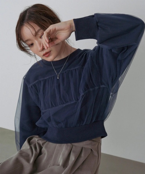 Bab(バブ)の「ショート丈チュールレイヤードスウェット(その他トップス・レディース・ネイビー/ホワイト/ブラック/ブラウン系その他2・FREE)」の21枚目の写真