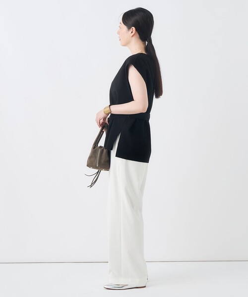 NOLLEY’S(ノーリーズ)の「《セットアップ対応/吸湿発熱》ウォッシャブルWジャージベスト(ベスト・レディース・ベージュ/ブラック・38)」の9枚目の写真