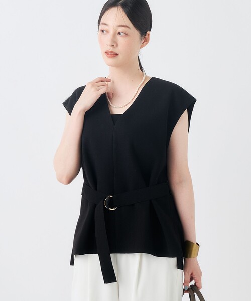 NOLLEY’S(ノーリーズ)の「《セットアップ対応/吸湿発熱》ウォッシャブルWジャージベスト(ベスト・レディース・ベージュ/ブラック・38)」の16枚目の写真