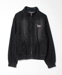 Stand neck over dye denim blouson