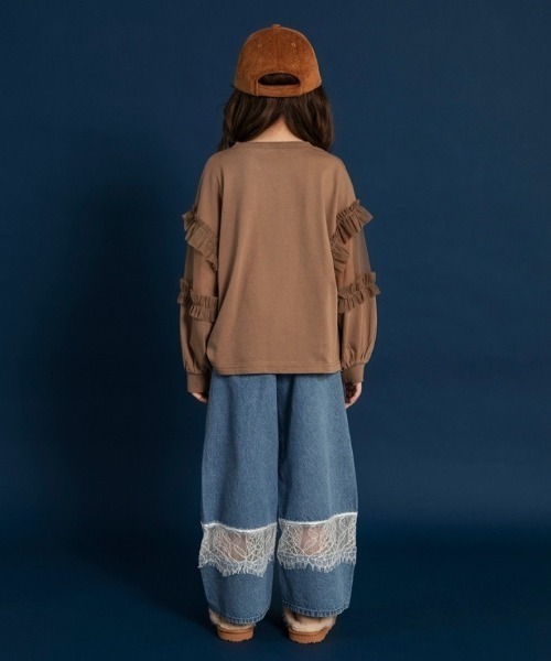 BRANSHES(ブランシェス)の「【WEB限定】チュール切替長袖Tシャツ(Tシャツ/カットソー・キッズ・ブラウン/チャコールグレー/グレー・110/100/150/140/130/120)」の7枚目の写真