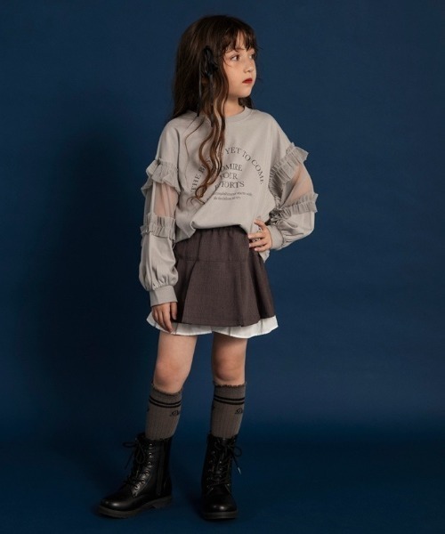 BRANSHES(ブランシェス)の「【WEB限定】チュール切替長袖Tシャツ(Tシャツ/カットソー・キッズ・ブラウン/チャコールグレー/グレー・110/100/150/140/130/120)」の14枚目の写真