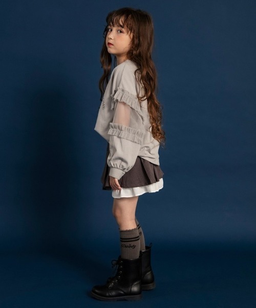 BRANSHES(ブランシェス)の「【WEB限定】チュール切替長袖Tシャツ(Tシャツ/カットソー・キッズ・ブラウン/チャコールグレー/グレー・110/100/150/140/130/120)」の15枚目の写真