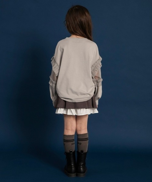 BRANSHES(ブランシェス)の「【WEB限定】チュール切替長袖Tシャツ(Tシャツ/カットソー・キッズ・ブラウン/チャコールグレー/グレー・110/100/150/140/130/120)」の16枚目の写真