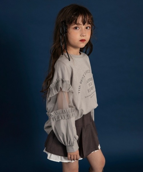 BRANSHES(ブランシェス)の「【WEB限定】チュール切替長袖Tシャツ(Tシャツ/カットソー・キッズ・ブラウン/チャコールグレー/グレー・110/100/150/140/130/120)」の17枚目の写真