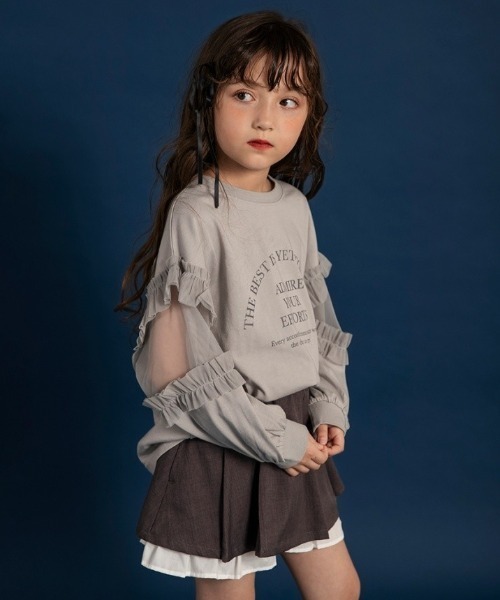 BRANSHES(ブランシェス)の「【WEB限定】チュール切替長袖Tシャツ(Tシャツ/カットソー・キッズ・ブラウン/チャコールグレー/グレー・110/100/150/140/130/120)」の18枚目の写真