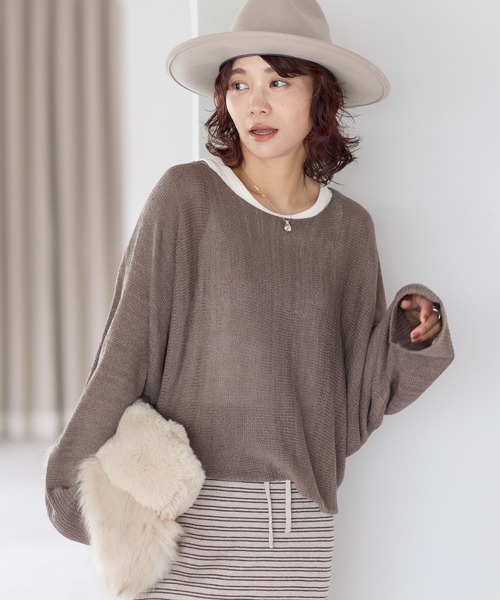 gossara(ゴサラ)の「【gossara 大人の抜け感】ボートネッククロップドニット(ニット/セーター・レディース・モカ/ブラック/カーキ/ブラウン・FREE)」の3枚目の写真