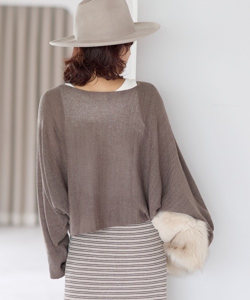 gossara(ゴサラ)の「【gossara 大人の抜け感】ボートネッククロップドニット(ニット/セーター・レディース・モカ/ブラック/カーキ/ブラウン・FREE)」の19枚目の写真