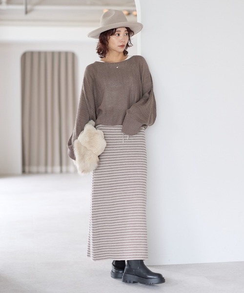 gossara(ゴサラ)の「【gossara 大人の抜け感】ボートネッククロップドニット(ニット/セーター・レディース・モカ/ブラック/カーキ/ブラウン・FREE)」の21枚目の写真