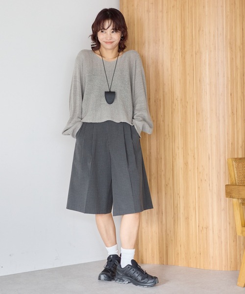 gossara(ゴサラ)の「【gossara 大人の抜け感】ボートネッククロップドニット(ニット/セーター・レディース・モカ/ブラック/カーキ/ブラウン・FREE)」の7枚目の写真