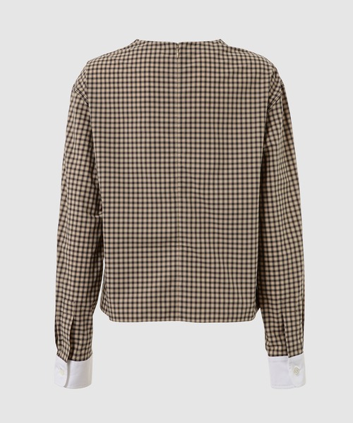MARNI（マルニ）の「CHECKED POPLIN / フロントギャザーブラウス（シャツ/ブラウス・レディース・ブラウン系・40(L)）」の2枚目の写真