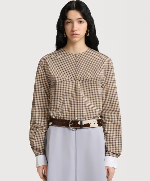 MARNI（マルニ）の「CHECKED POPLIN / フロントギャザーブラウス（シャツ/ブラウス・レディース・ブラウン系・40(L)）」の10枚目の写真