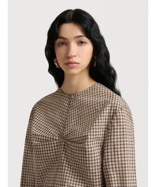 MARNI（マルニ）の「CHECKED POPLIN / フロントギャザーブラウス（シャツ/ブラウス・レディース・ブラウン系・40(L)）」の12枚目の写真