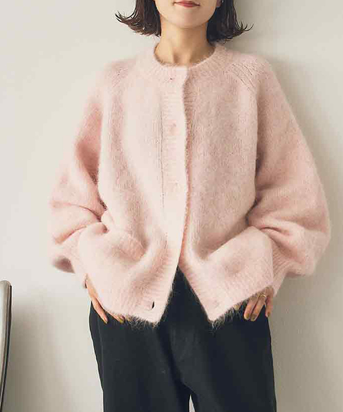 Spick & Span(スピックアンドスパン)の「《40周年 / 》S.SHIORI*S アルパカ混カーディガン(カーディガン/ボレロ・レディース・ピンク系その他/ブラック・38)」の2枚目の写真