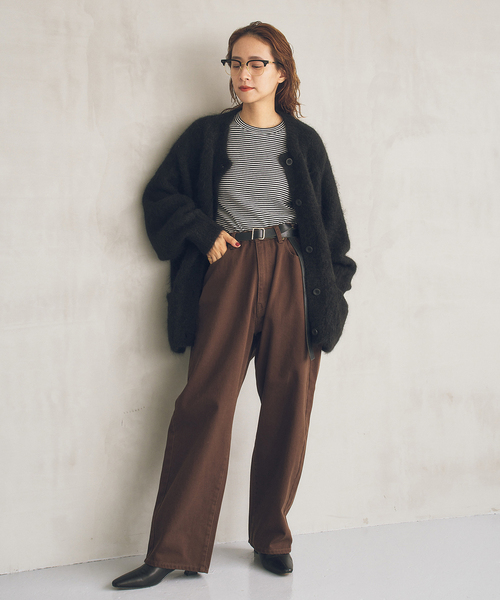 Spick & Span(スピックアンドスパン)の「《40周年 / 》S.SHIORI*S アルパカ混カーディガン(カーディガン/ボレロ・レディース・ピンク系その他/ブラック・38)」の3枚目の写真