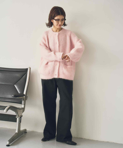 Spick & Span(スピックアンドスパン)の「《40周年 / 》S.SHIORI*S アルパカ混カーディガン(カーディガン/ボレロ・レディース・ピンク系その他/ブラック・38)」の4枚目の写真