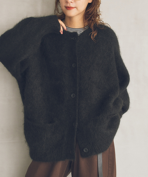 Spick & Span(スピックアンドスパン)の「《40周年 / 》S.SHIORI*S アルパカ混カーディガン(カーディガン/ボレロ・レディース・ピンク系その他/ブラック・38)」の5枚目の写真