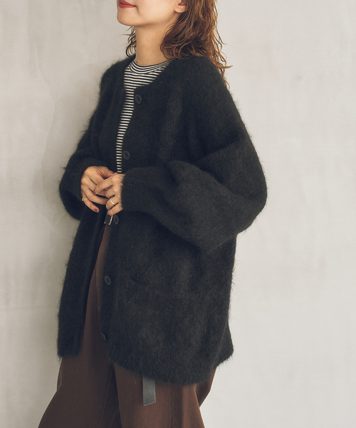 Spick & Span(スピックアンドスパン)の「《40周年 / 》S.SHIORI*S アルパカ混カーディガン(カーディガン/ボレロ・レディース・ピンク系その他/ブラック・38)」の6枚目の写真