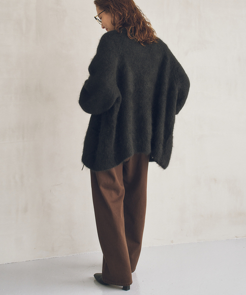 Spick & Span(スピックアンドスパン)の「《40周年 / 》S.SHIORI*S アルパカ混カーディガン(カーディガン/ボレロ・レディース・ピンク系その他/ブラック・38)」の7枚目の写真
