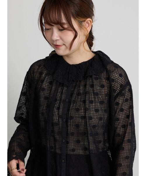 TSUHARU by Samansa Mos2(ツハルバイサマンサモスモス)の「【Embroidery Collection】オーバーレースブラウス(シャツ/ブラウス・レディース・ブラック/キナリ・F)」の1枚目の写真