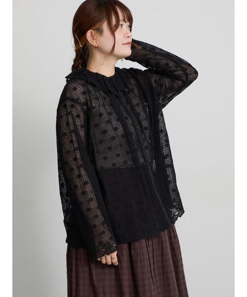 TSUHARU by Samansa Mos2(ツハルバイサマンサモスモス)の「【Embroidery Collection】オーバーレースブラウス(シャツ/ブラウス・レディース・ブラック/キナリ・F)」の14枚目の写真