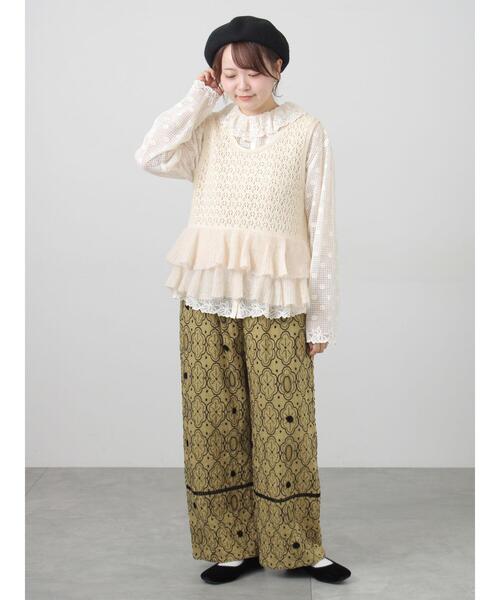 TSUHARU by Samansa Mos2(ツハルバイサマンサモスモス)の「【Embroidery Collection】オーバーレースブラウス(シャツ/ブラウス・レディース・ブラック/キナリ・F)」の20枚目の写真