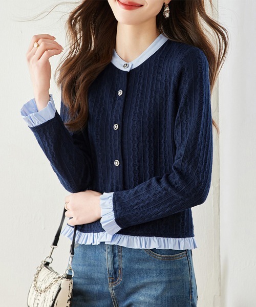 ReRe(リリ)の「選べる2TYPE×配色カーディガン(カーディガン/ボレロ・レディース・A/B・MEDIUM/X-LARGE/LARGE)」の2枚目の写真