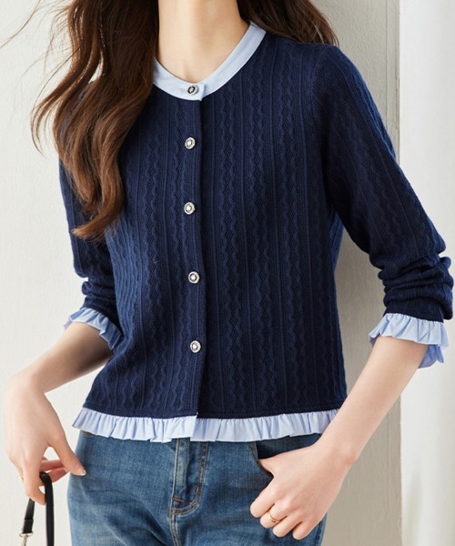 ReRe(リリ)の「選べる2TYPE×配色カーディガン(カーディガン/ボレロ・レディース・A/B・MEDIUM/X-LARGE/LARGE)」の3枚目の写真