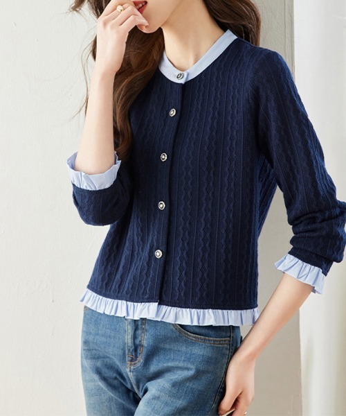 ReRe(リリ)の「選べる2TYPE×配色カーディガン(カーディガン/ボレロ・レディース・A/B・MEDIUM/X-LARGE/LARGE)」の8枚目の写真