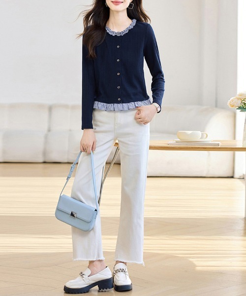 ReRe(リリ)の「選べる2TYPE×配色カーディガン(カーディガン/ボレロ・レディース・A/B・MEDIUM/X-LARGE/LARGE)」の15枚目の写真