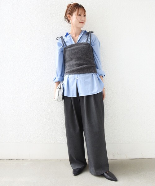 SHIPS(シップス)の「〈手洗い可能〉ソフト 裏起毛 ドロスト タック パンツ(その他パンツ・レディース・ベージュ/ネイビー/ダークグレー・36/38)」の4枚目の写真