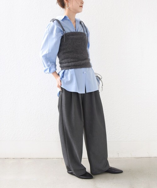 SHIPS(シップス)の「〈手洗い可能〉ソフト 裏起毛 ドロスト タック パンツ(その他パンツ・レディース・ベージュ/ネイビー/ダークグレー・36/38)」の5枚目の写真
